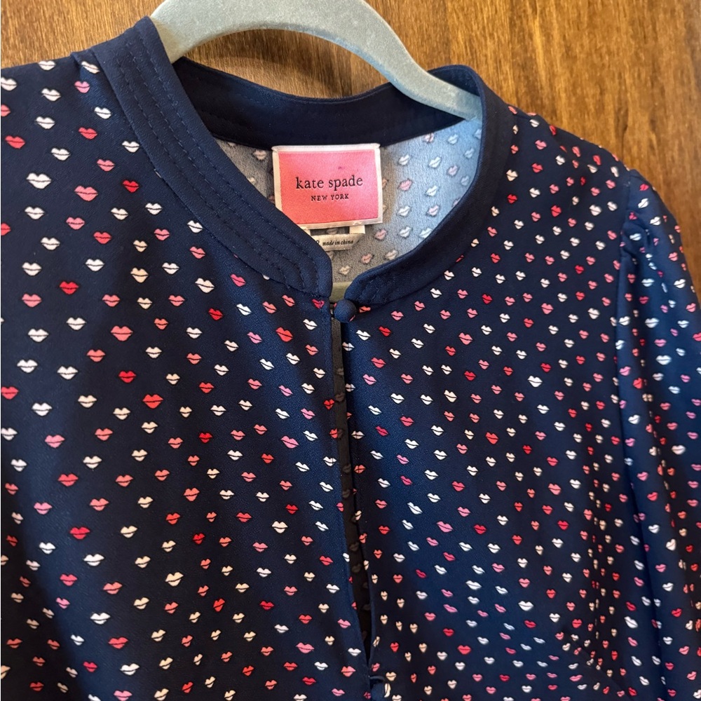 Kate Spade Navy Dress with Lip Pattern